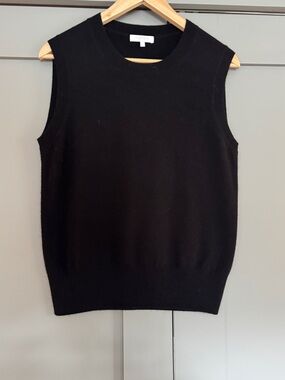 NakedCashmere Sylvie Black Sleeveless Crewneck Cashmere Sweater Vest